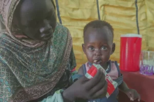 UNICEF provides therapeutic food to malnourished children in South Darfur